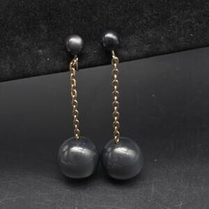 Gray Moon Glow Beaded Screw Back Earrings Vintage Costume Jewelry